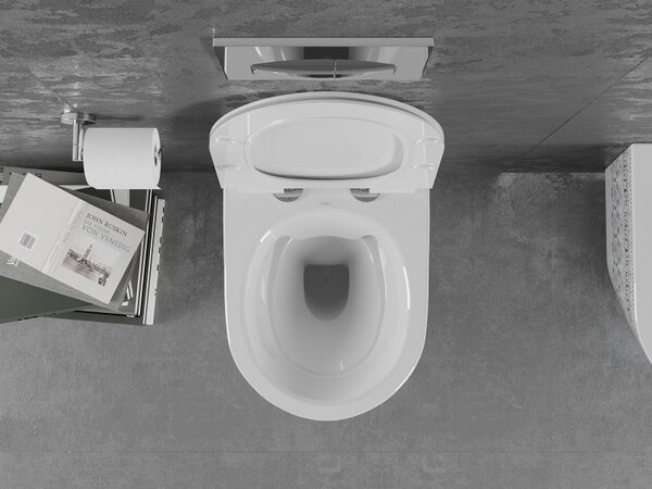 Mexen Lena, závěsná WC mísa Rimless s duroplastovým sedátkem s pomalým zavíráním, bílá-černý vzor, ​​30224095