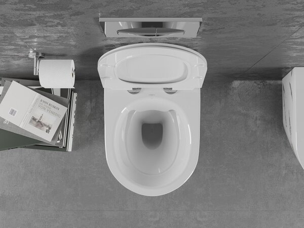 Mexen Lena, závěsná WC mísa Rimless s duroplastovým sedátkem s pomalým zavíráním, imitace mramoru-bílý kámen, 30224091