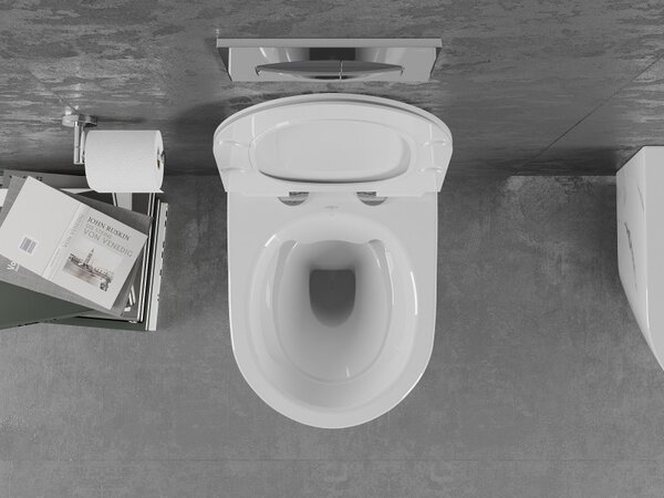 Mexen Lena, závěsná WC mísa Rimless s duroplastovým sedátkem s pomalým zavíráním, imitace mramoru-bílý kámen, 30224092