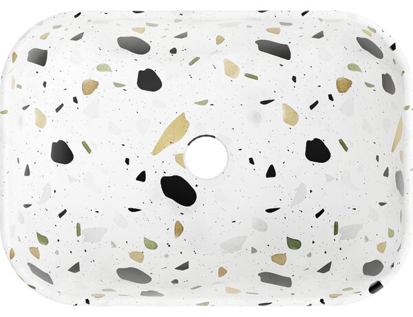 Mexen Rita, umyvadlo na desku 455x325x135 mm, bílá-vzor terazzo, 21084587