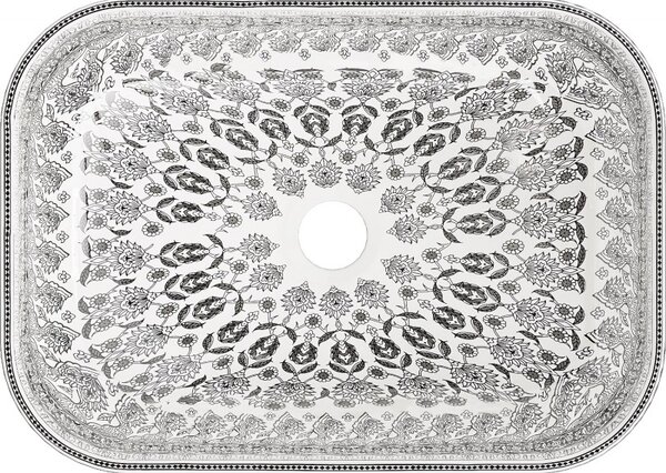 Mexen Rita, umyvadlo na desku 455x325x135 mm, bílá-černý vzor, ​​21084586