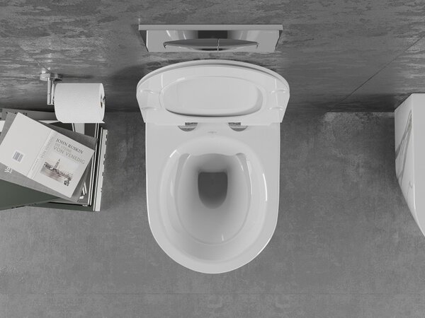 Mexen Lena, závěsná WC mísa Rimless s duroplastovým sedátkem s pomalým zavíráním, imitace mramoru-bílý kámen, 30224094