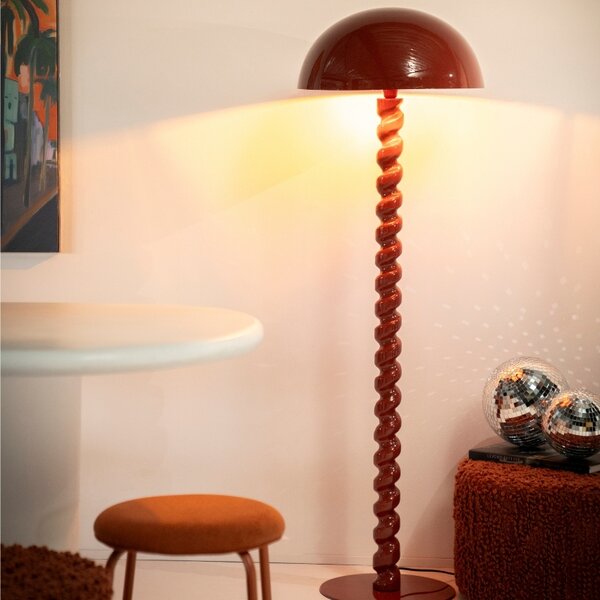 By-Boo Korálově červená kovová stojací lampa Luox 150 cm