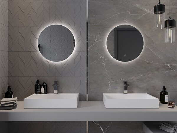 Mexen Erg, kulaté LED podsvícené koupelnové zrcadlo 50 cm, 6000K, topná podložka proti zamlžování, 9823-050-050-611-00