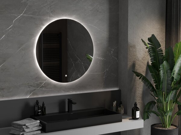Mexen Erg, kulaté LED podsvícené koupelnové zrcadlo 80 cm, 6000K, topná podložka proti zamlžování, 9823-080-080-611-00