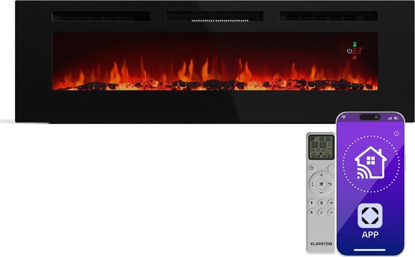 Klarstein Inteligentní elektrický krb Galeras, 2 nastavení teploty, 16 - 30°| Iluze plamene LED, Možnost připojení k IOT