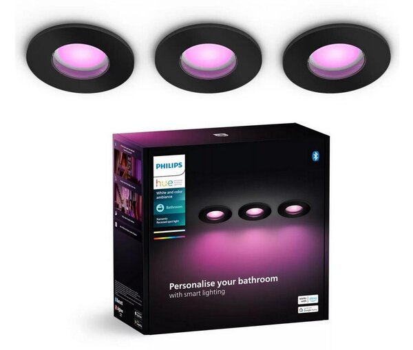 Philips-SADA 3x LED RGBW Stmívatelné koupelnové sv. Hue XAMENTO 1xGU10/4,2W IP44