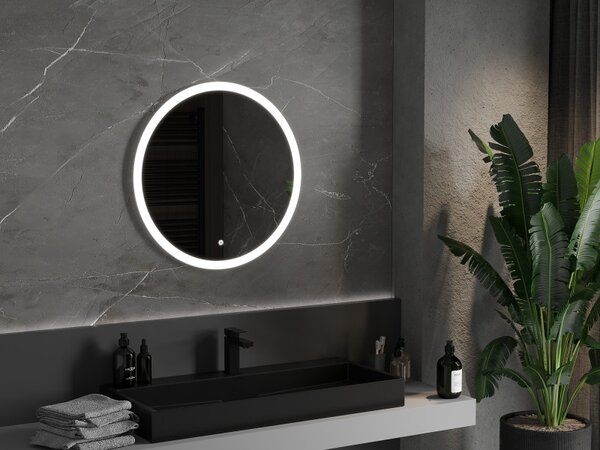 Mexen Oro, kulaté LED podsvícené koupelnové zrcadlo 70 cm, 6000K, topná podložka proti zamlžování, 9824-070-070-611-00