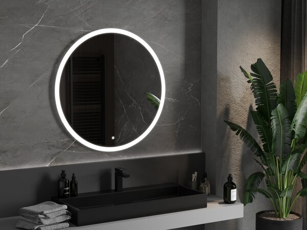 Mexen Oro, kulaté LED podsvícené koupelnové zrcadlo 90 cm, 6000K, topná podložka proti zamlžování, 9824-090-090-611-00