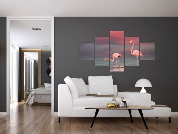 Obraz plameňáků (125x70 cm)