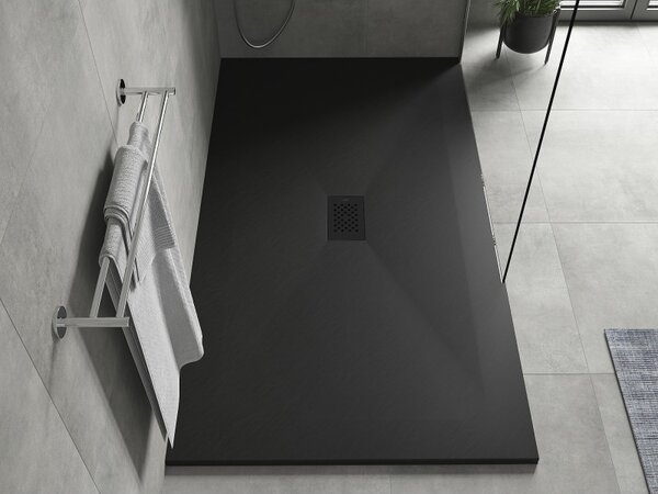 Mexen Hugo, obdélníková sprchová vanička SMC 200 x 100 cm, černá, černá krytka, 42701020-B
