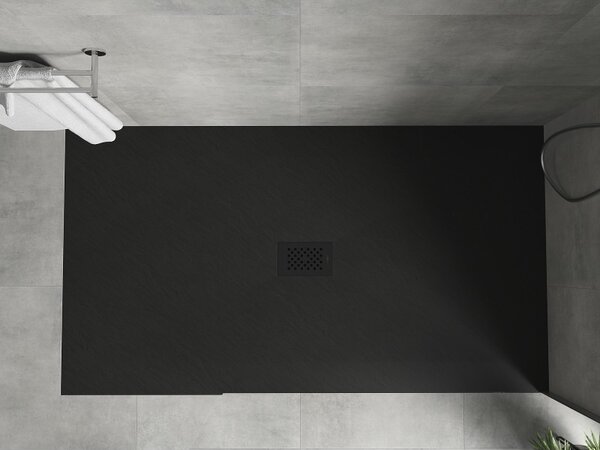 Mexen Hugo, obdélníková sprchová vanička SMC 200 x 100 cm, černá, černá krytka, 42701020-B