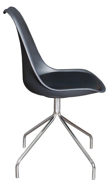 Stylová moderní jídelní židle Spider v černé barvě s kovovými stříbrnými nožičkami 85 cm