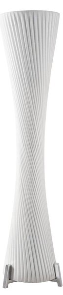 Moderní bílá kulatá vysoká lampa Helix se zatočením a stříbrnou kovovou podstavou 180 cm
