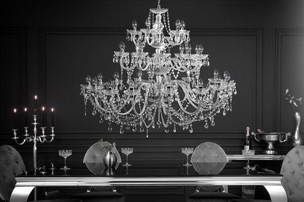 Luxusní zámecký kulatý závěsný lustr Karat s třiceti rameny a průhlednými křišťály 120 cm