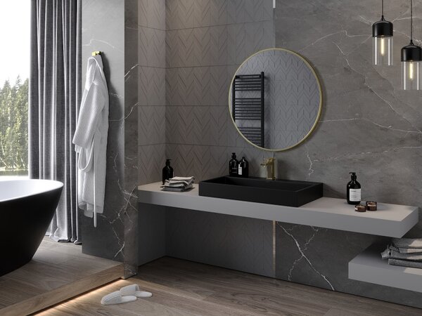Mexen Loft, kulaté koupelnové zrcadlo 80 cm, barva rámu zlatá lesklá, 9850-080-080-000-50