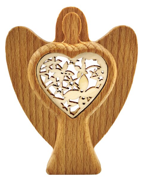 AMADEA Dřevěný anděl s vkladem - ornament, masivní dřevo, výška 10 cm