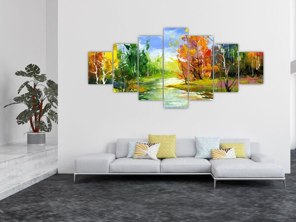 Obraz - Malba krajiny (210x100 cm)