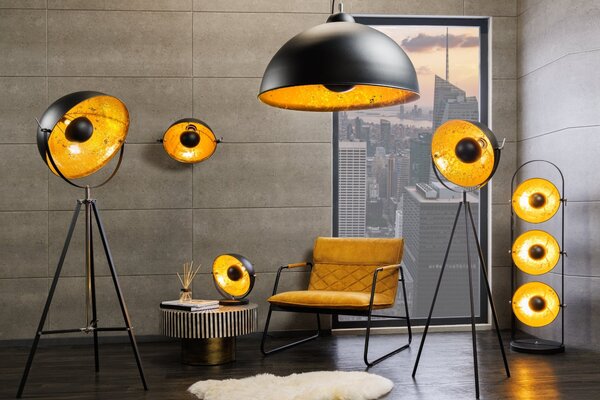 Moderní elegantní závěsné svítidlo Studio černo-zlaté