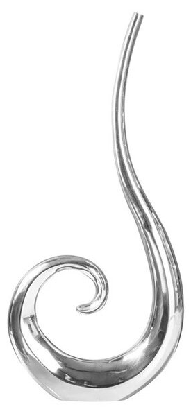Designová glamour kovová váza Vlna ve stříbrné barvě s asymetrickou zatočenou siluetou 48 cm