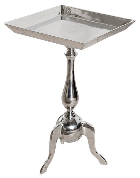Designový glamour čtvercový příruční stolek Jardin s elegantní tvarovanou nohou v lesklém chromovém provedení 55 cm