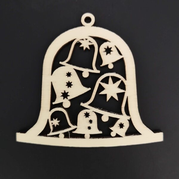 AMADEA Dřevěná ozdoba zvonek se zvonky 6 cm