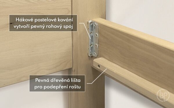 Rohová zvýšená postel jednolůžko ELA LEVÁ, masiv dub