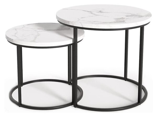SADA 2x Konferenční stolek OREO pr. 43/53 cm černá/mramor