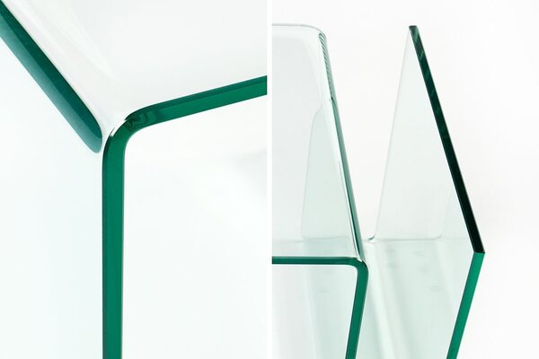 Designový moderní skleněný čtvercový konferenční stolek Ghost s přihrádkou s oblými hranami 50 cm