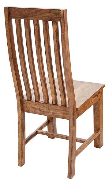 Designová masivní jídelní židle Makassar z hnědého sheeshamového dřeva s vertikální výplní opěrky 100 cm