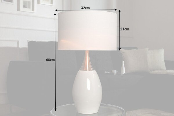Moderní stylová stolní lampa Carla 60cm bílá