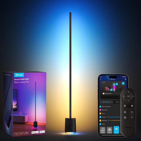 Govee Govee - LED Stojací lampa s reproduktorem Pro RGBICWW Wi-Fi + DO GV0051