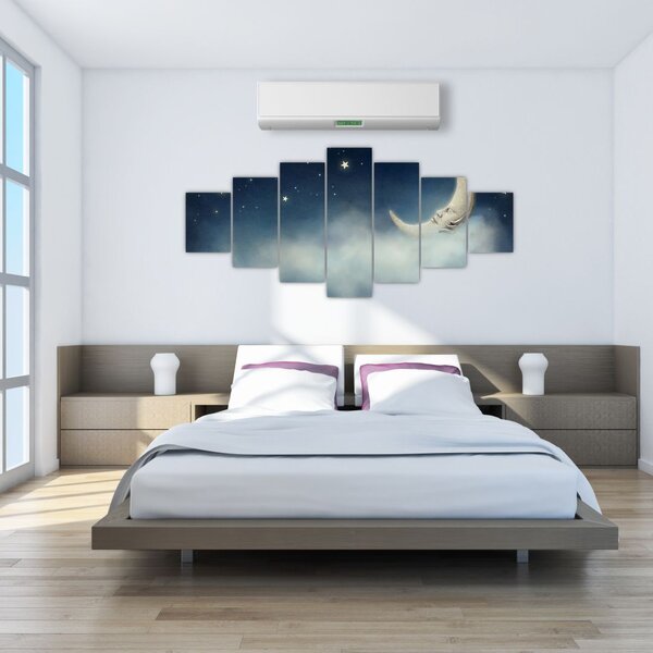 Obraz - Měsíc s hvězdami (210x100 cm)