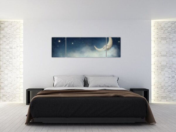 Obraz - Měsíc s hvězdami (170x50 cm)