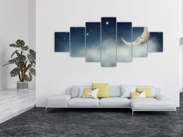 Obraz - Měsíc s hvězdami (210x100 cm)