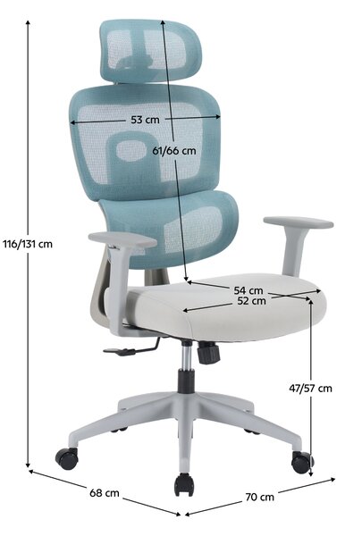 Ergonomická kancelářská židle NEONIT - neomint síťovina / šedá látka / nosnost 150 kg