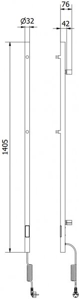 Mexen Pino, elektrické topné těleso s věšáky na ručníky 1405x32 mm, 75 W, černá, W301-1405-032-00-70