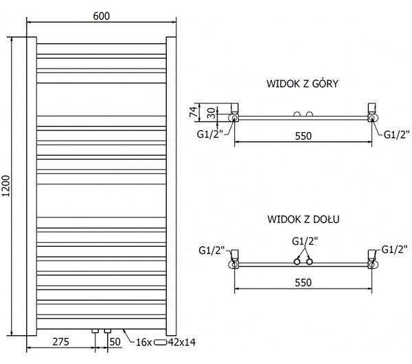 Mexen Uran, topné těleso 1200x600 mm, 485 W, zlatá lesklá, W105-1200-600-00-50