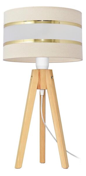 Stolní lampa HELEN 1xE27/15W/230V krémová/zlatá/borovice