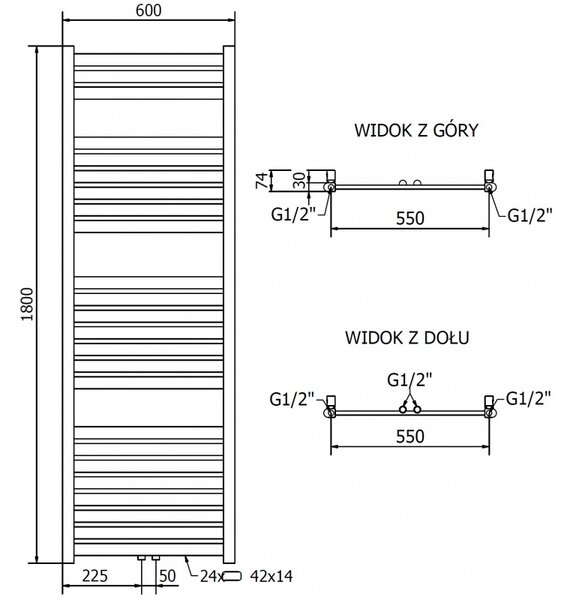 Mexen Uran, topné těleso 1800x600 mm, 729 W, zlatá lesklá, W105-1800-600-00-50