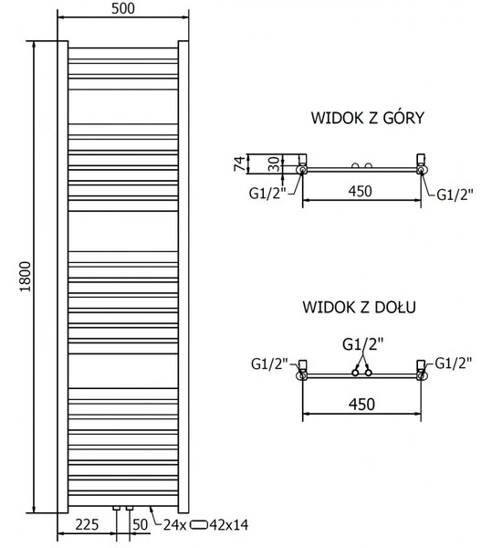 Mexen Uran, topné těleso 1800x500 mm, 624 W, zlatá lesklá, W105-1800-500-00-50