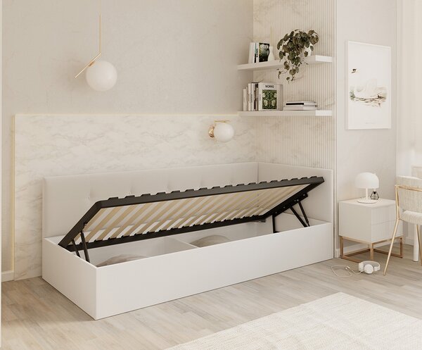 Postel EDDY 2 pro děti a mládež bílá TRINITY 100x200 kovový zdvižný rošt
