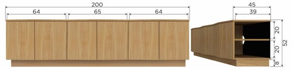 -25 % Dny MOMENTI– WOOOD Dubový TV stolek Mora 200 x 45 cm