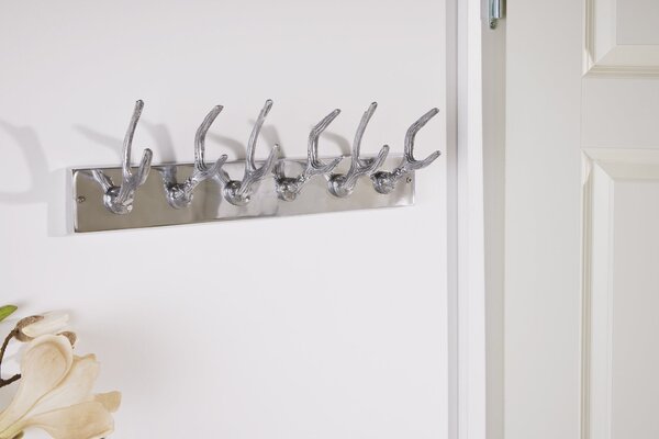 Luxusní designový nástěnný věšák Jelen 50cm stříbrný
