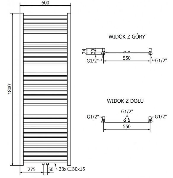Mexen Hades, topné těleso 1800x600 mm, 780 W, zlatá lesklá, W104-1800-600-00-50