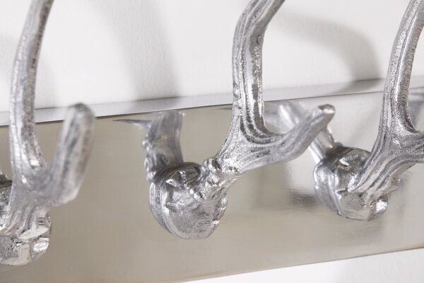 Luxusní designový nástěnný věšák Jelen 50cm stříbrný