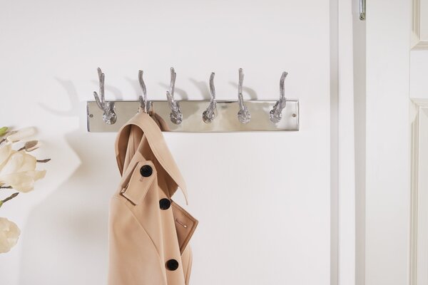 Luxusní designový nástěnný věšák Jelen 50cm stříbrný