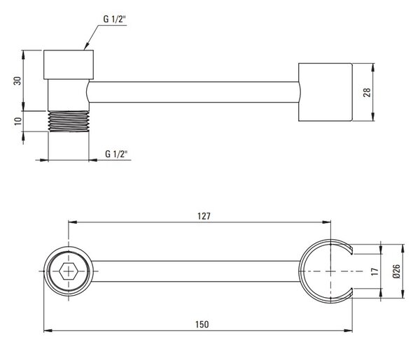 Deante Hand shower bracket, for bathtub mixers - swivel