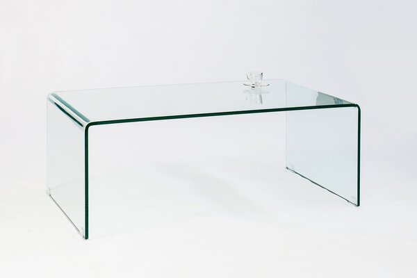 Designový obdélníkový skleněný průhledný konferenční stolek Ghost s oblými rohy 110 cm