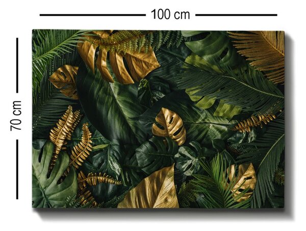 Wallity Obraz GREEN AND GOLD LEAVES 70 x 100 cm